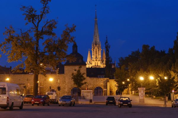 Mühlhausen Stadtmauer bei Nacht
